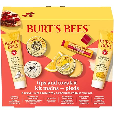 Burt's Bees Christmas Gifts - Tips and Toes Kit, 6 Travel Size Products for Stocking Stuffers
